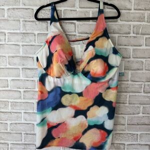 NWT Cacique Swim underwire plunge tankini 46DD